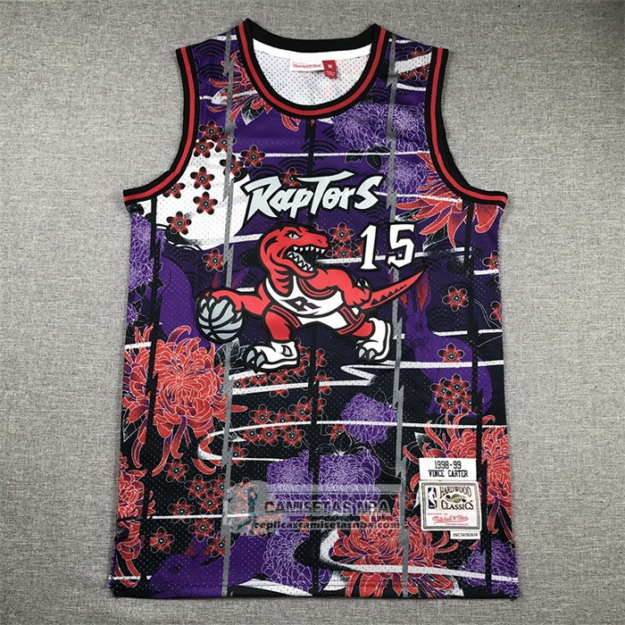 Camiseta Toronto Raptors Vince Carter NO 15 Mitchell & Ness Lunar New Year Violeta